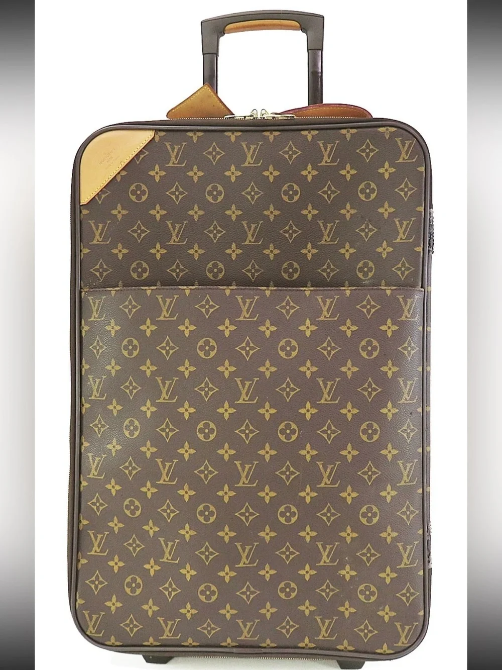 Louis Vuitton Brown Monogram Rolling Suitcase with Tan Accents